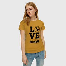 Футболка хлопковая женская BMW love classic, цвет: горчичный — фото 2