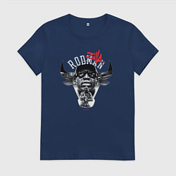 Футболка хлопковая женская Деннис Родман:ZILLA:Чикаго Буллз, цвет: тёмно-синий