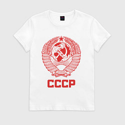Футболка хлопковая женская Герб СССР: Советский союз, цвет: белый