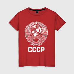 Футболка хлопковая женская Герб СССР, цвет: красный