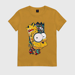 Футболка хлопковая женская Cyber-Bart - Simpsons family, цвет: горчичный