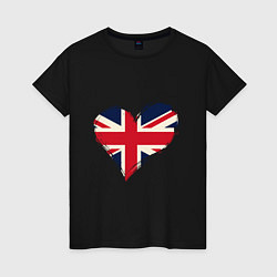 Футболка хлопковая женская Сердце - Британия, цвет: черный