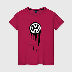 Футболка хлопковая женская Volkswagen - art logo, цвет: маджента