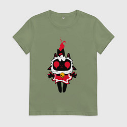 Футболка хлопковая женская Воскресшая овечка - Cult of the lamb, цвет: авокадо