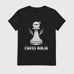 Футболка хлопковая женская Шахматный ниндзя, цвет: черный
