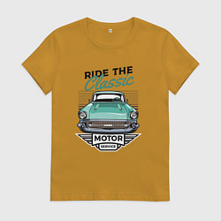 Футболка хлопковая женская Ride the classic, цвет: горчичный