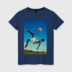 Футболка хлопковая женская Удар Пеле, цвет: тёмно-синий