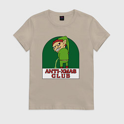 Футболка хлопковая женская Anti christmas club, цвет: миндальный