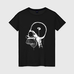 Футболка хлопковая женская Томография мозга Гомера Симпсона, цвет: черный