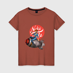 Футболка хлопковая женская Nuka - cola bomb, цвет: кирпичный