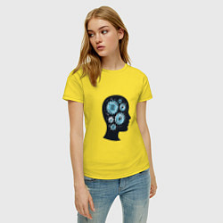 Футболка хлопковая женская Механическая голова, цвет: желтый — фото 2