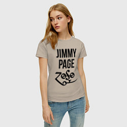 Футболка хлопковая женская Jimmy Page - Led Zeppelin - legend, цвет: миндальный — фото 2