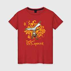 Футболка хлопковая женская I love Capoeira - fighter, цвет: красный
