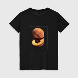 Футболка хлопковая женская Планета Марс персик в разрезе, цвет: черный