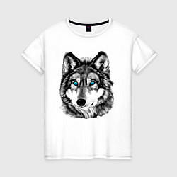 Женская футболка Волк голубоглазый
