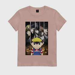 Футболка хлопковая женская Игра друзей - персонажи, цвет: пыльно-розовый