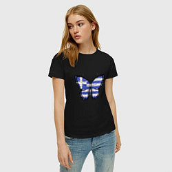 Футболка хлопковая женская Бабочка - Греция, цвет: черный — фото 2