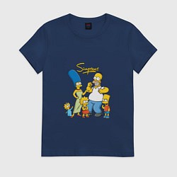 Футболка хлопковая женская The Simpsons - happy family, цвет: тёмно-синий