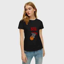 Футболка хлопковая женская Basketball - NBA logo, цвет: черный — фото 2