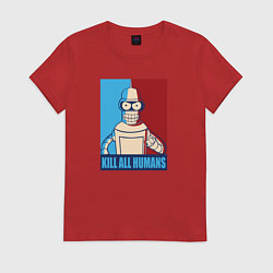 Футболка хлопковая женская Bender Futurama, цвет: красный