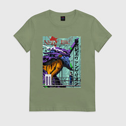Футболка хлопковая женская EVA 01 Poster - Evangelion, цвет: авокадо