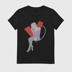 Футболка хлопковая женская Качели любви, цвет: черный