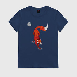Футболка хлопковая женская Лиса Крадётся, цвет: тёмно-синий