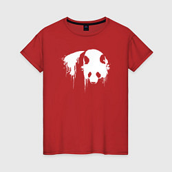 Футболка хлопковая женская Панда брызги белой краски, цвет: красный