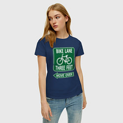Футболка хлопковая женская Велосипедная дорожка - подвинься, цвет: тёмно-синий — фото 2