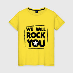 Футболка хлопковая женская We rock you, цвет: желтый