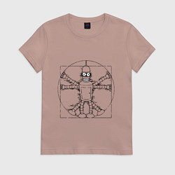Футболка хлопковая женская Vitruvian Bender, цвет: пыльно-розовый