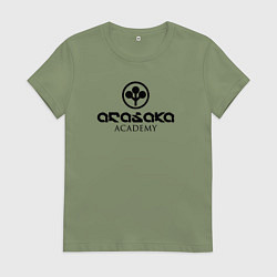 Футболка хлопковая женская Cyberpunk - Arasaka Academy, цвет: авокадо