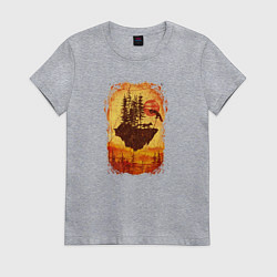 Футболка хлопковая женская Лисий Остров в Небесах, цвет: меланж