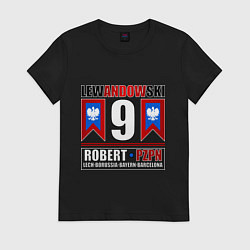 Футболка хлопковая женская Роберт Левандовски сборная Польши, цвет: черный