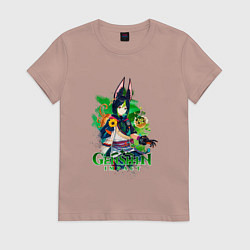 Футболка хлопковая женская Тигнари Молодой учёный, цвет: пыльно-розовый