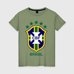 Футболка хлопковая женская Brasil CBF, цвет: авокадо