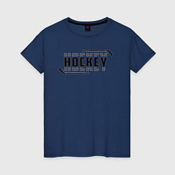 Футболка хлопковая женская Hockey лого, цвет: тёмно-синий