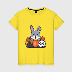 Футболка хлопковая женская Rabbit halloween, цвет: желтый
