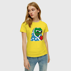Футболка хлопковая женская Frog Pepe мем, цвет: желтый — фото 2