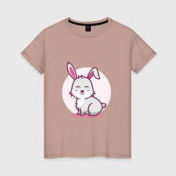 Футболка хлопковая женская Кролик милаш, цвет: пыльно-розовый