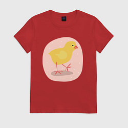 Футболка хлопковая женская Цыплёнок, цвет: красный