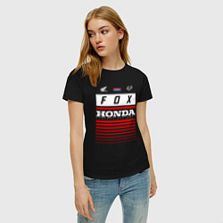 Футболка хлопковая женская Honda racing, цвет: черный — фото 2