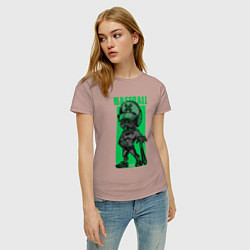 Футболка хлопковая женская Пёс бейсболист, цвет: пыльно-розовый — фото 2