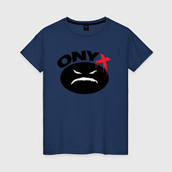 Футболка хлопковая женская Onyx logo black, цвет: тёмно-синий