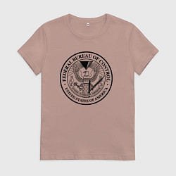 Футболка хлопковая женская Федеральное Бюро Контроля, цвет: пыльно-розовый