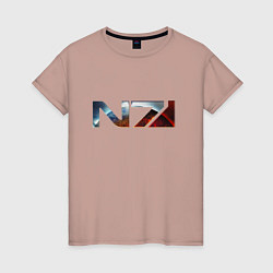 Футболка хлопковая женская Mass Effect N7 -Shooter, цвет: пыльно-розовый