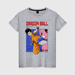 Футболка хлопковая женская Dragon Ball - Сон Гоку - Удар, цвет: меланж