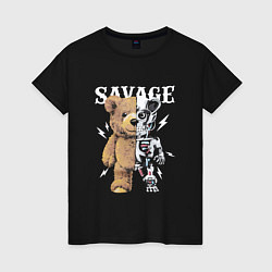 Футболка хлопковая женская Savage Bear, цвет: черный