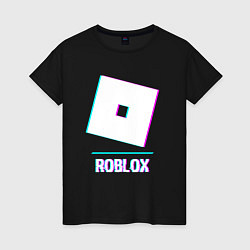 Футболка хлопковая женская Roblox в стиле glitch и баги графики, цвет: черный
