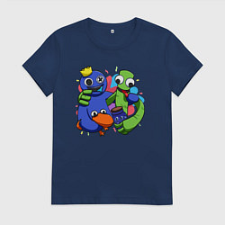 Футболка хлопковая женская Персонажи игры Радужные друзья, цвет: тёмно-синий